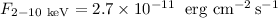 Mathematical equation: $F_{2-10~\rm keV}=2.7\times 10^{-11}~ \;\rm erg~cm^{-2}\,s^{-1}$