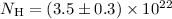 Mathematical equation: $N_{\rm H} =(3.5 \pm 0.3)\times 10^{22}$