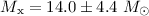 Mathematical equation: $M_{\rm x}=14.0\pm4.4~M_{\odot}$