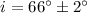 Mathematical equation: $i=66^{\circ}\pm2^{\circ}$
