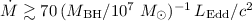 Mathematical equation: ${\dot{M}}\gtrsim 70 \, ({M_{\rm BH}}/ 10^7 ~{M_\odot})^{-1} \, {L_{\rm Edd}/c^2}$