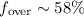 Mathematical equation: $f_{\rm over} \sim 58\%$