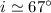 Mathematical equation: $i\simeq67^\circ$
