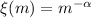 Mathematical equation: $\xi(m) = m^{-\alpha}$