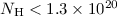 Mathematical equation: $N_{\rm H}<1.3\times10^{20}$
