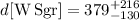 Mathematical equation: $d[{\rm W\,Sgr}] = 379^{+216}_{-130}$