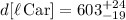 Mathematical equation: $d[\ell\,{\rm Car}] = 603^{+24}_{-19}$