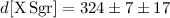 Mathematical equation: $d[{\rm X\,Sgr}] = 324 \pm 7 \pm 17$