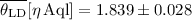 Mathematical equation: $\overline{\theta_{\rm LD}}[\eta\,{\rm Aql}] = 1.839 \pm 0.028$