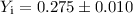 Mathematical equation: $Y_{\mathrm{i}}=0.275 \pm 0.010$