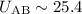 Mathematical equation: $U_{\rm AB} \sim 25.4$