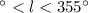 Mathematical equation: $^\circ<l<355^\circ$