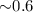 Mathematical equation: ${\sim}0.6$