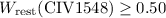 Mathematical equation: $W_{\rm rest}({\rm {C}{IV}}1548) \ge 0.50$