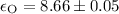 Mathematical equation: $\epsilon_{\rm O} = 8.66 \pm 0.05$