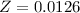 Mathematical equation: $Z = 0.0126$