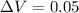 Mathematical equation: $\Delta V = 0.05$