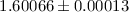Mathematical equation: $1.60066\pm0.00013$