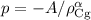 Mathematical equation: $p = -A/\rho_{\rm Cg}^{\alpha}$