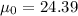 Mathematical equation: $\mu_0 = 24.39$