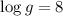 Mathematical equation: $\log g=8$