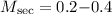 Mathematical equation: $\mbox{$M_{{\rm sec}}$}=0.2{-}0.4$
