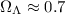Mathematical equation: $\Omega_\Lambda \approx 0.7$