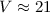 Mathematical equation: $V\approx21$
