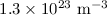 Mathematical equation: $1.3\times 10^{23}~\rm m^{-3}$