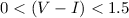 Mathematical equation: $0<(V-I)<1.5$