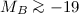 Mathematical equation: ${M}_{{B}} \ga -19$