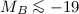 Mathematical equation: ${M}_{{B}} \la -19$