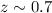 Mathematical equation: $z \sim 0.7$