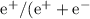 Mathematical equation: $\rm e^+/(e^+ +e^-$