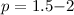 Mathematical equation: $p = 1.5{-}2$