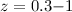 Mathematical equation: $z = 0.3{-}1$