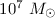 Mathematical equation: $10^{7}~M_{\odot}$