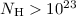 Mathematical equation: $N_{\rm H}>10^{23}$
