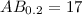 Mathematical equation: $AB_{0.2}=17$