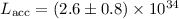 Mathematical equation: $L_{\rm acc}= (2.6\pm0.8)\times 10^{34}$
