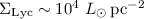 Mathematical equation: $\Sigma_\mathrm{Lyc} \sim 10^{4}~L_{\odot}\,\mathrm{pc^{-2}}$