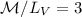 Mathematical equation: $\mathcal{M}/L_V = 3$