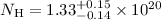 Mathematical equation: $N_{\rm H}=1.33^{+0.15}_{-0.14}\times10^{20}$