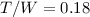 Mathematical equation: $T/W=0.18$