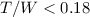 Mathematical equation: $T/W < 0.18$