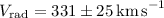 Mathematical equation: $V_{\rm rad} = 331 \pm 25\,{\rm km\,s}^{-1}$