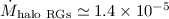 Mathematical equation: $\dot{M}_{\rm halo\ RGs} \simeq 1.4 \times 10^{-5}$