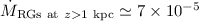 Mathematical equation: $\dot{M}_{{\rm RGs\ at\ }z>1\ {\rm kpc}} \simeq 7 \times 10^{-5}$