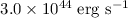 Mathematical equation: $3.0\times 10^{44} \;{\rm erg~s^{-1}}$