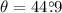 Mathematical equation: $\theta=44\fdg9$